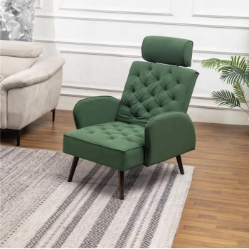 Italy Style Home Office Luxury Executive Modern Leisure Sofa Set Living Room Sofa Single Seat Recliner Sofa With Footstool (Green)