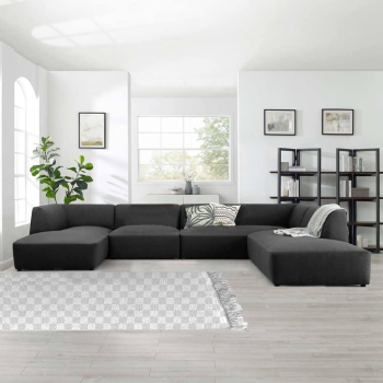 Luxury Fabric Sectional Sofa, Interior Furniture, Comfortable Sofa (Black)