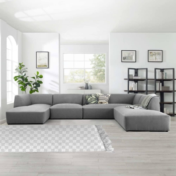 Luxury Fabric Sectional Sofa, Interior Furniture, Comfortable Sofa (Grey)