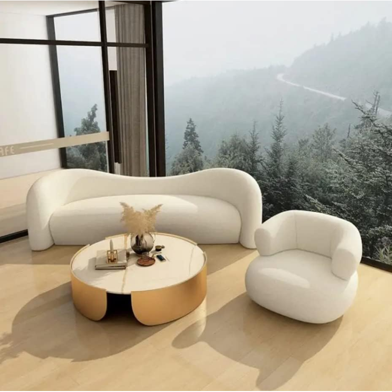 Nordic Polyester Cashmere Velvet Sofa Bed Fabric Living Room Sofa 3+2+1 Full Set