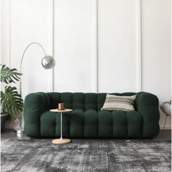 Modern Linen Velvet Fabric Upholstery Living Room Sofa Set Comfortable Tufted Modular Furniture Sofa 3+2+1 Seater (Dark Green)