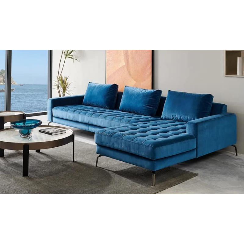 L Shaped Sofa Couch Living Room Furniture Sectional Blue Fabric Living Room Couches Sofa Set