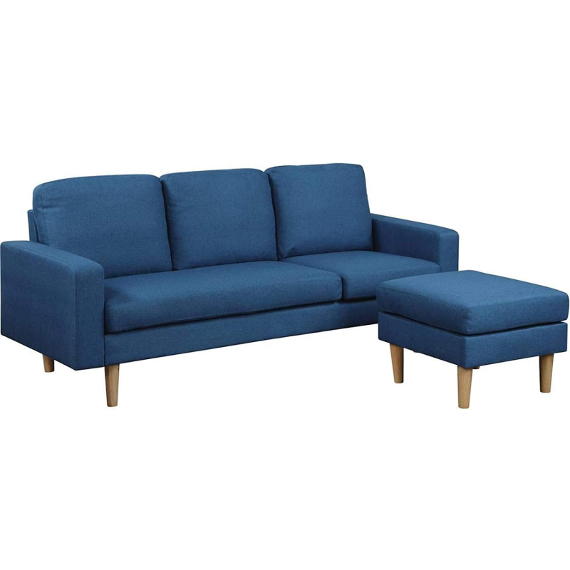 Studio Luxe L-Shaped Sectional Sofa W/Reversible Chaise, Wood Legs, Modern Scandinavian Corner Sofa Convertible Living Room Furniture, 194X128X87Cm, Royal Blue