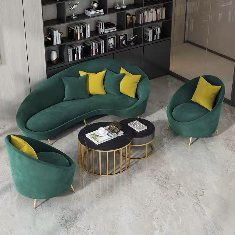 Business Luxury Velvet Loveseat Sofas Hotel Arc Shape Upholstered Modern Couch (Green)