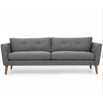 Modern Upholstered Fabric Home + Office Sofa Modern Lounge Spot Contemporary Style Couch Cherry-Stained Wood Legs 3 Seater (Grey)