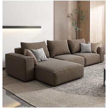Fabric Sofa Combination Sofa Living Room Furniture (Three-Seater) (Brown)