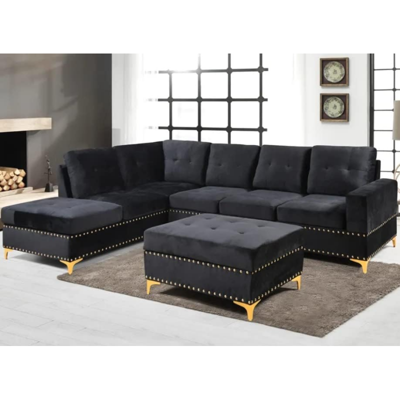 European Simple Design L-Type Velvet Sectional Sofa Set Chair With Storage Living Room Sofa Set Soft And Comfortable