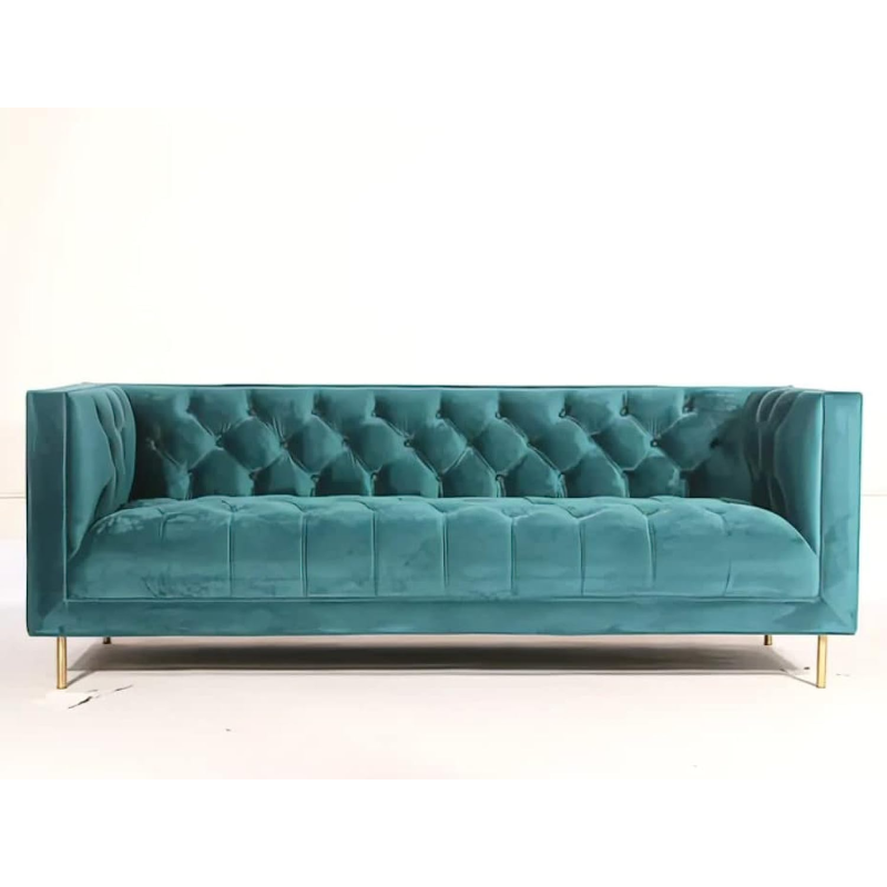 Italian Modern Living Room Furniture Fabric Couch Wedding Sofa 3 Seater Sectional White Velvet Sofa (Turquoise)