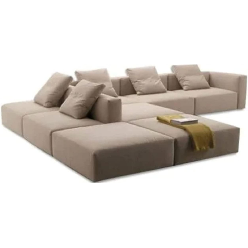 Living Room Sofa Fashion Fabric Combination Set Furniture Simple Leisure Brown