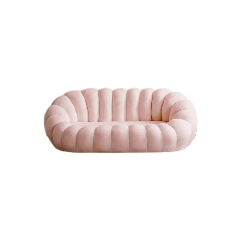 Nordic Pumpkin Style Sofa Living Room Relax 3+1 Seat Couch High Quality Large Straight Sofa Inflavel Furniture (Baby Pink)
