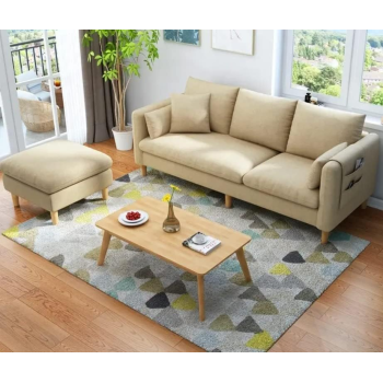 Modern Upholstered Fabric Sofa Modern Lounge 3+2+1 Seater Sofa Set (Beige)
