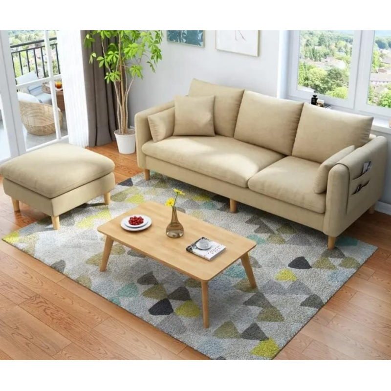Modern Upholstered Fabric Sofa Modern Lounge 3+2+1 Seater Sofa Set (Beige)