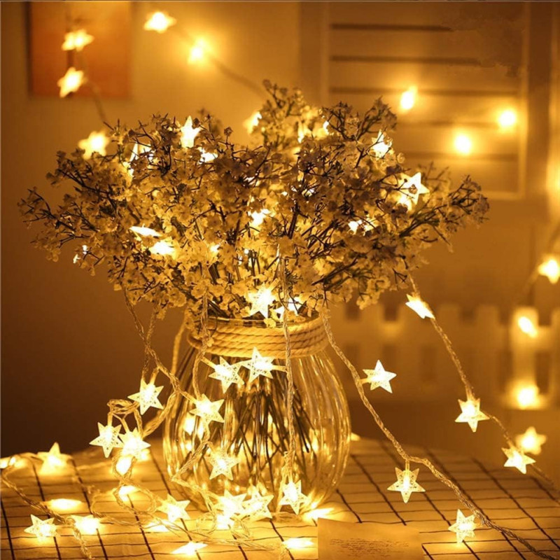 Star String Lights, 80 LED 33 FT Bedroom Lights Star Fairy Lights LED Twinkle Lights for Bedroom, Wedding Fairy Lights Waterproof Light for Garden Birthday Party Dorm Decorations (Warm White)