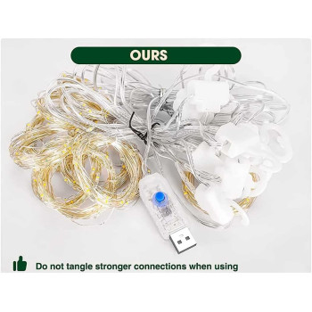 300 LEDS Twinkle Lights Decorations, 9.8FT Outdoor Curtain Fairy String Lights with Remote 8 Modes for Wedding Party Home Garden Bedroom Wall Decorations, Warm White