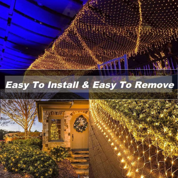 HJB VISSO Net Lights Outdoor Mesh Lights 3M x 2M 204 LED Wedding Lights, Waterproof Net Lights for Party, Garden, Patio, Backyard, Bush, Fence, Wall, Ramadan, Diwali, Christmas, Holiday Decoration