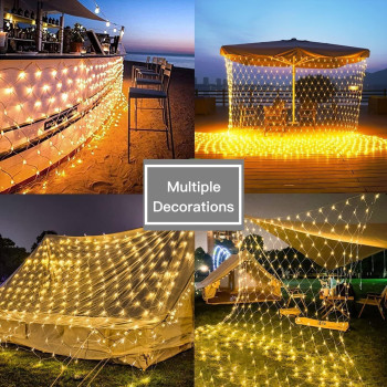 HJB VISSO Net Lights Outdoor Mesh Lights 3M x 2M 204 LED Wedding Lights, Waterproof Net Lights for Party, Garden, Patio, Backyard, Bush, Fence, Wall, Ramadan, Diwali, Christmas, Holiday Decoration