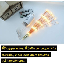 PXB 200LED Hanging Sphere Lights, Battery Operated Starburst Lights, 8 Modes Dimmable Remote Control, Waterproof Fairy Lights, Copper Wire Lights, Indoors Outdoors Christmas Decoration (Warm White)