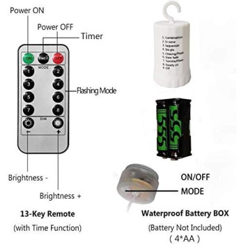 PXB 200LED Hanging Sphere Lights, Battery Operated Starburst Lights, 8 Modes Dimmable Remote Control, Waterproof Fairy Lights, Copper Wire Lights, Indoors Outdoors Christmas Decoration (Warm White)