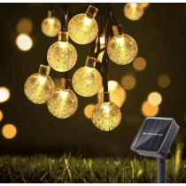 Solar String Lights Crystal Ball 10M String Lamps Waterproof Fairy Lights 50 LED Garlands Diwali Christmas Wedding Decoration Party Outdoor Lighting (Warm)