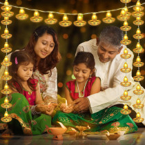 20 FT Diwali String Lights 40 LED Lights Diya Lights Flame Shaped Lamps Happy Diwali Decorations Indian Window String Lights for Wall Window Indoor Outdoor Bedroom Lights Decoration