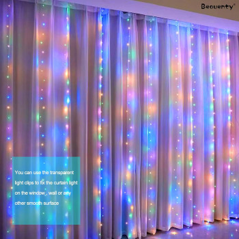 Beauenty Window Curtain String Light 300 LED 8 Lighting Modes USB Powered Waterproof Fairy String Lights Wedding Party Home Garden Bedroom Outdoor Indoor Wall Christmas Decorations (Multicolor)