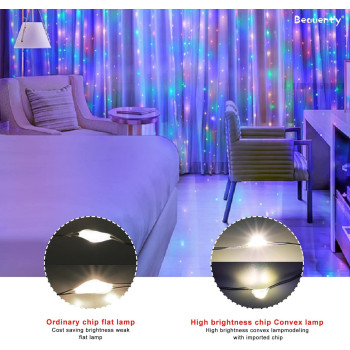 Beauenty Window Curtain String Light 300 LED 8 Lighting Modes USB Powered Waterproof Fairy String Lights Wedding Party Home Garden Bedroom Outdoor Indoor Wall Christmas Decorations (Multicolor)