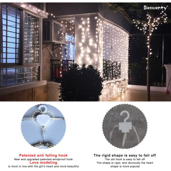 Beauenty Window Curtain String Light 300 LED 8 Lighting Modes USB Powered Waterproof Fairy String Lights Wedding Party Home Garden Bedroom Outdoor Indoor Wall Christmas Decorations (Cold White)