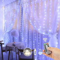 Beauenty Window Curtain String Light 300 LED 8 Lighting Modes USB Powered Waterproof Fairy String Lights Wedding Party Home Garden Bedroom Outdoor Indoor Wall Christmas Decorations (Cold White)