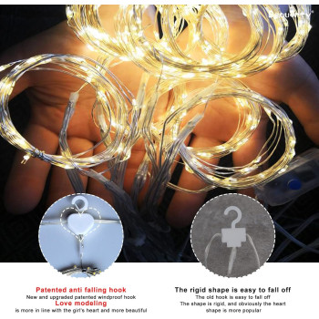 Beauenty Window Curtain String Light 300 LED 8 Modes USB Powered Waterproof Fairy String Lights Wedding Party Ramadan Home Garden Bedroom Outdoor Indoor Wall Christmas Decorations (Warm White)