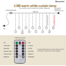 Beauenty Window Curtain String Light LED 8 Lighting Modes USB Powered Waterproof Fairy String Lights Wedding Party Home Garden Bedroom Outdoor Indoor Wall Christmas and Ramadan Decorations (c1)