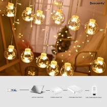 Beauenty Window Curtain String Light LED 8 Lighting Modes USB Powered Waterproof Fairy String Lights Wedding Party Home Garden Bedroom Outdoor Indoor Wall Christmas and Ramadan Decorations (c1)