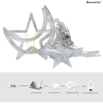 Beauenty Curtain String Ramadan Light LED 8 Lighting Modes USB Powered Waterproof String Lights Wedding Party Ramadan Home Garden Bedroom Outdoor Indoor Wall Decorations(c2)