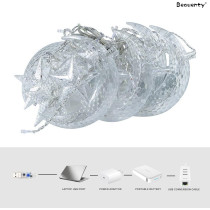 Beauenty Curtain String Ramadan Light LED 8 Lighting Modes USB Powered Waterproof String Lights Wedding Party Ramadan Home Garden Bedroom Outdoor Indoor Wall Decorations (c3)