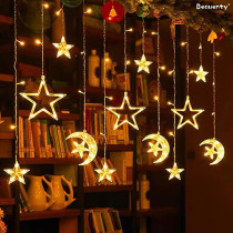 Beauenty Curtain String Ramadan Light LED 8 Lighting Modes USB Powered Waterproof String Lights Wedding Party Ramadan Home Garden Bedroom Outdoor Indoor Wall Decorations (c3)