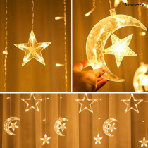 Beauenty Curtain String Ramadan Light LED 8 Lighting Modes USB Powered Waterproof String Lights Wedding Party Ramadan Home Garden Bedroom Outdoor Indoor Wall Decorations (c3)