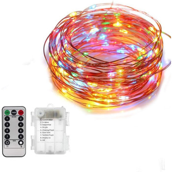 AMERTEER Fairy String Lights Battery Operated -33Ft/10M-100 LEDs Twinkle Firefly Lights with Timer Remote Control - Copper Wire- Birthday Diwali Decoration (Multicolor)