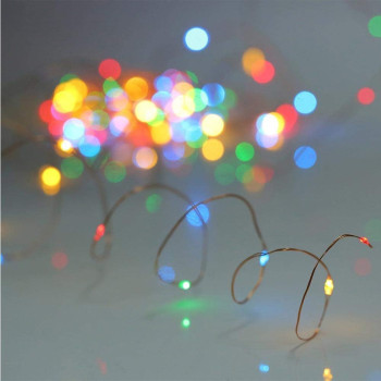 AMERTEER Fairy String Lights Battery Operated -33Ft/10M-100 LEDs Twinkle Firefly Lights with Timer Remote Control - Copper Wire- Birthday Diwali Decoration (Multicolor)