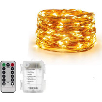 AMERTEER Fairy Lights for Bedroom | Battery Operated Twinkle Lights 33Ft/10M-100 LEDs with Timer Remote Control | Copper Wire | Party Birthday Home Decor Diwali Decoration (Warm White)