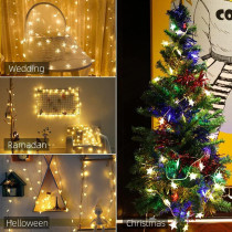 AMERTEER Battery Operated Star String Lights | 16.5Ft/5M 50 LED Star Fairy Lights, Star lights, Classroom lights, Twinkle Lights for Home, Party, Wedding, Garden Decoration (Warm White)