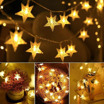 AMERTEER Battery Operated Star String Lights | 16.5Ft/5M 50 LED Star Fairy Lights, Star lights, Classroom lights, Twinkle Lights for Home, Party, Wedding, Garden Decoration (Warm White)