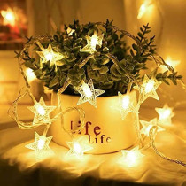 AMERTEER Battery Operated Star String Lights | 16.5Ft/5M 50 LED Star Fairy Lights, Star lights, Classroom lights, Twinkle Lights for Home, Party, Wedding, Garden Decoration (Warm White)