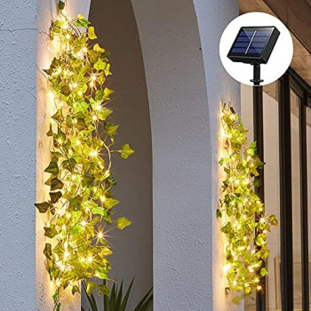 Rattan String Lights Outdoor 100 Led 32.8 FT Realistic Plants String Lights LED Decorative Lights Garland Vines with Lights for Bedroom/Home/Festival/ Wedding /Party /Diwali Decoration (Solar Powered)