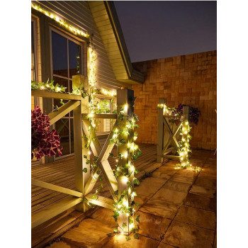 Rattan String Lights Outdoor 100 Led 32.8 FT Realistic Plants String Lights LED Decorative Lights Garland Vines with Lights for Bedroom/Home/Festival/ Wedding /Party /Diwali Decoration (Solar Powered)