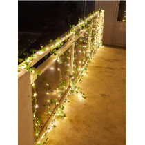 Rattan String Lights Outdoor 100 Led 32.8 FT Realistic Plants String Lights LED Decorative Lights Garland Vines with Lights for Bedroom/Home/Festival/ Wedding /Party /Diwali Decoration (Solar Powered)