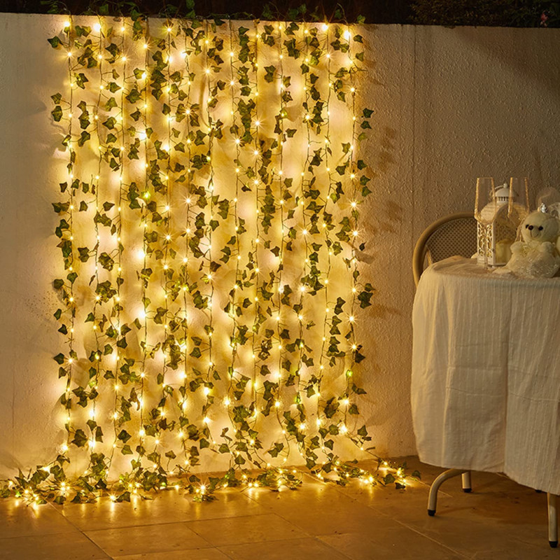 Rattan String Lights Outdoor 100 Led 32.8 FT Realistic Plants String Lights LED Decorative Lights Garland Vines with Lights for Bedroom/Home/Festival/ Wedding /Party /Diwali Decoration (Solar Powered)