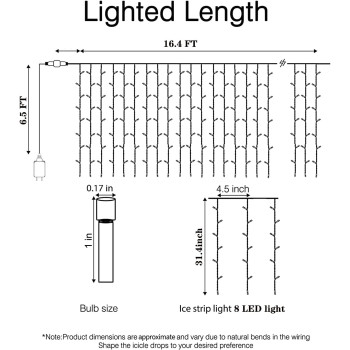 GGEROU Solar Icicle Christmas Lights,16.4ft 32Drops with 256LED Icicle String Light ,8 Lighting Modes Twinkle Waterproof Fairy String Lights for House Party Wedding Garden Patio Christmas Decorations