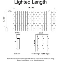 GGEROU Solar Icicle Christmas Lights,16.4ft 32Drops with 256LED Icicle String Light ,8 Lighting Modes Twinkle Waterproof Fairy String Lights for House Party Wedding Garden Patio Christmas Decorations