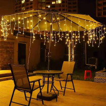 GGEROU Solar Icicle Christmas Lights,16.4ft 32Drops with 256LED Icicle String Light ,8 Lighting Modes Twinkle Waterproof Fairy String Lights for House Party Wedding Garden Patio Christmas Decorations