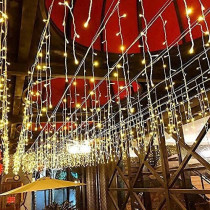 G&T Curtain String Lights Fairy Lights Twinkle Lights for Bedroom Wedding Party Youtuber Parties,Birthdays,Indoor Outdoor Curtains and Wall Decoration (5Meter*0.5Meter Plug 96LED, WARM WHITE)