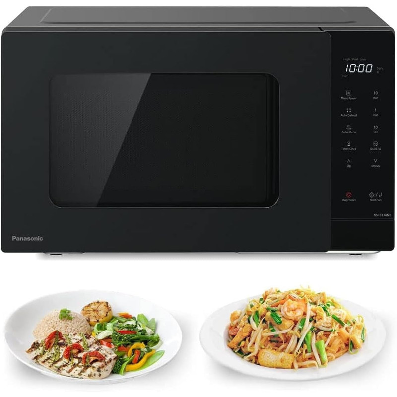 Panasonic 25L Compact Solo Microwave Oven NN-ST34NB, 900W Push open, Auto-defrost, Child safety lock, Touch Operation, Quick 30 function, Black, 1 Year Warranty